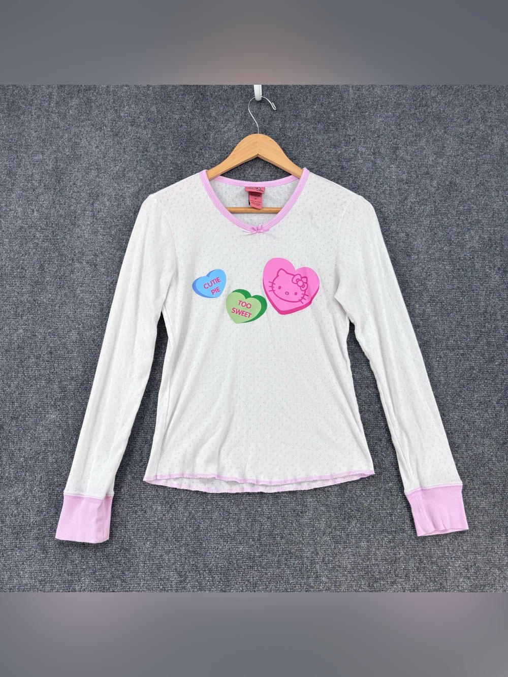 Hello Kitty By Sanrio White Kawaii Sweet Heart Long Sleeve Knit Top Women’s M